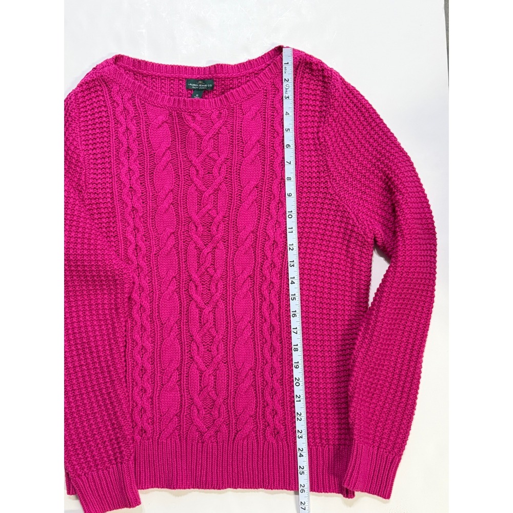 Lauren Ralph Lauren Pink Cable Knit Sweater XL NWT 209531457003 Cotton Blend - Picture 3 of 8